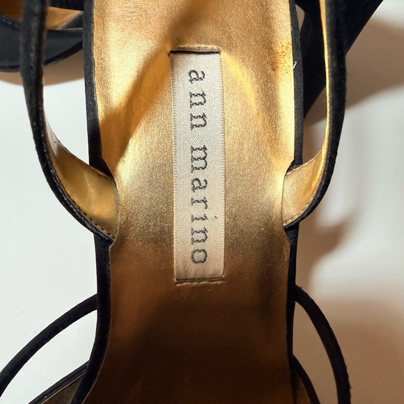 Ann Marino Black Satin Heels with Straps - Picture 8 of 12